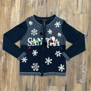 Women's Black Santa Cardigan Sweater
